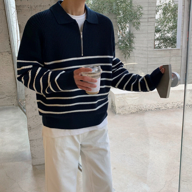 ANYANG - Maglione a mezza zip in maglia