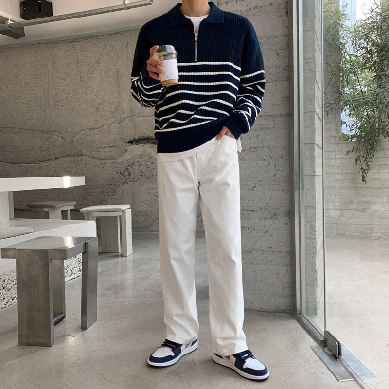 ANYANG - Maglione a mezza zip in maglia