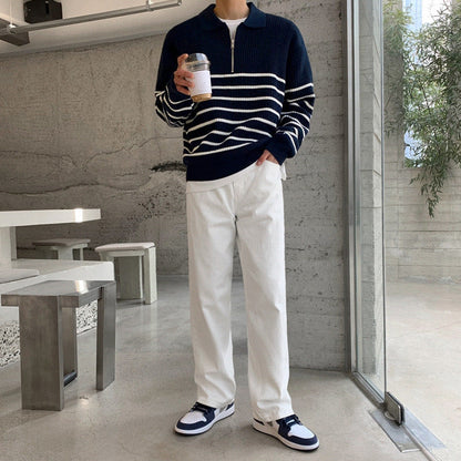 ANYANG - Maglione a mezza zip in maglia